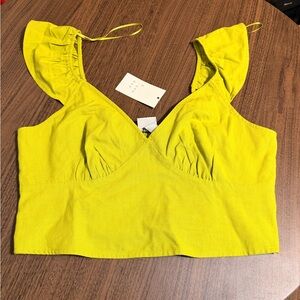 A New Day Bright Yellow Ruffled Crop Top